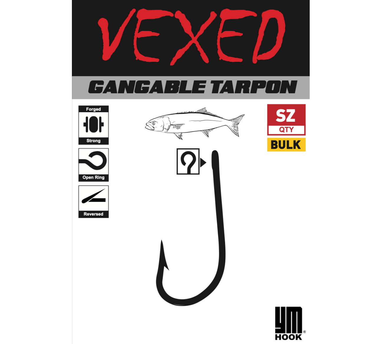 Vexed Gangable Tarpon fishing hooks - inline eye ganged hook