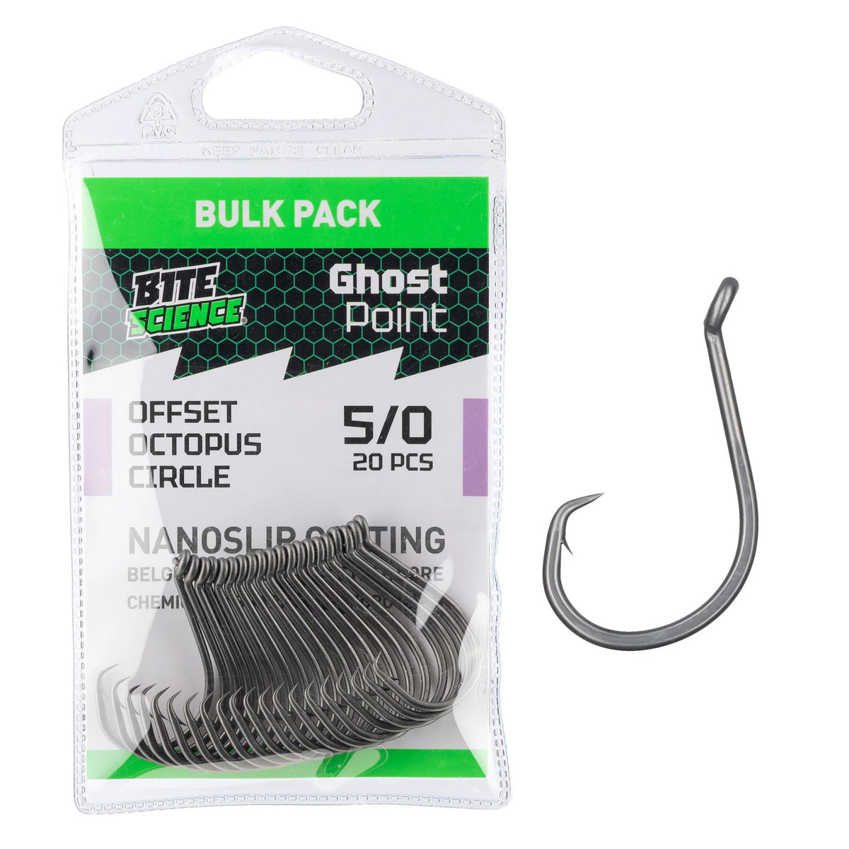 Bite Science Ghost Point Offset Octopus Circle Hooks 5/0 20pk
