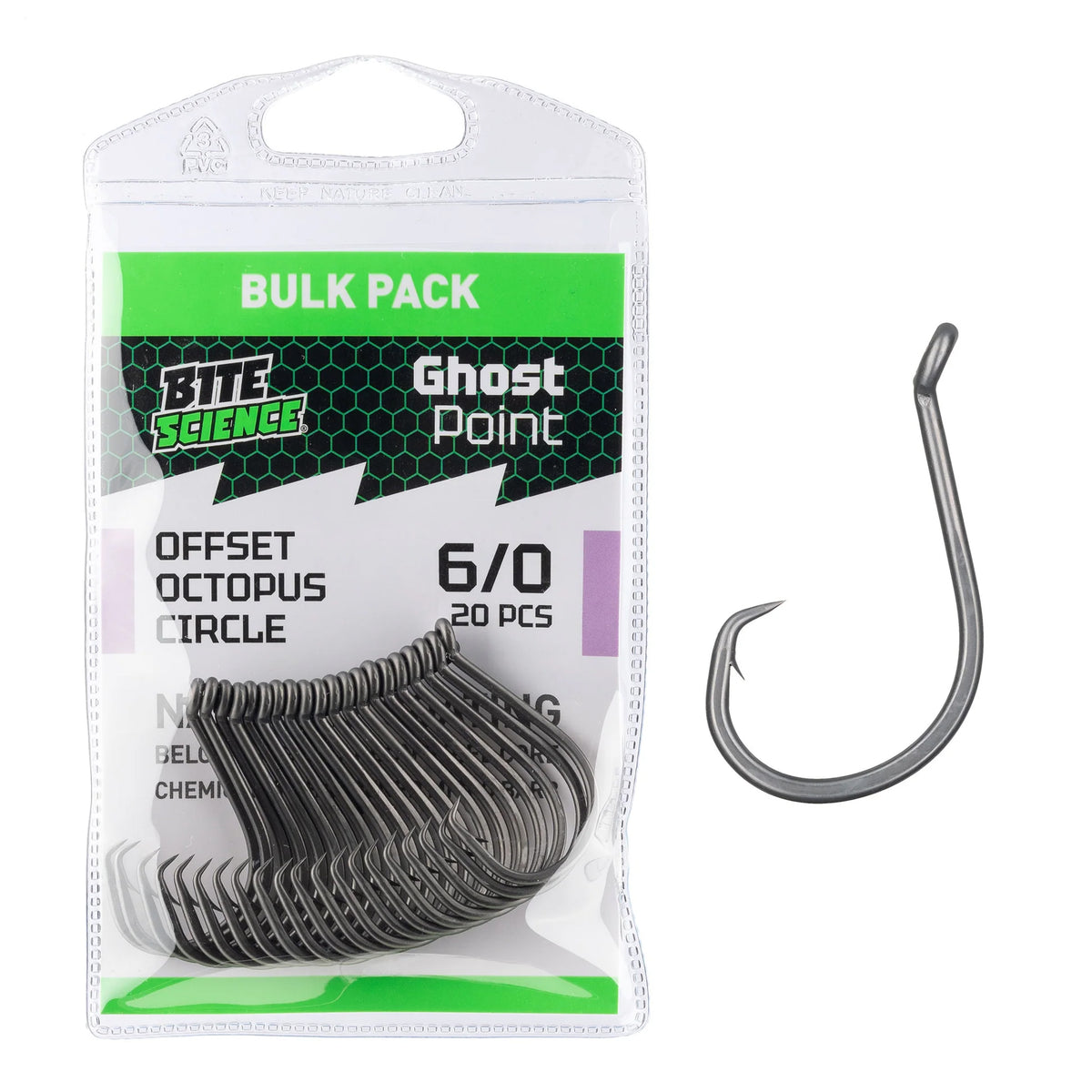 Bite Science Ghost Point Offset Octopus Circle Hooks 6/0 20pk