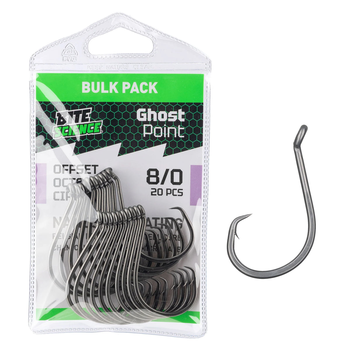 Bite Science Ghost Point Offset Octopus Circle Hooks 8/0 20pk
