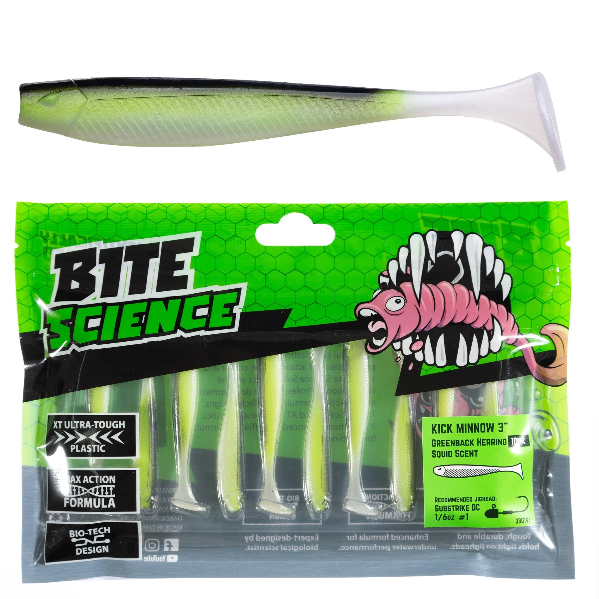 Bite Science Kick Minnow 3in Greenback Herring
