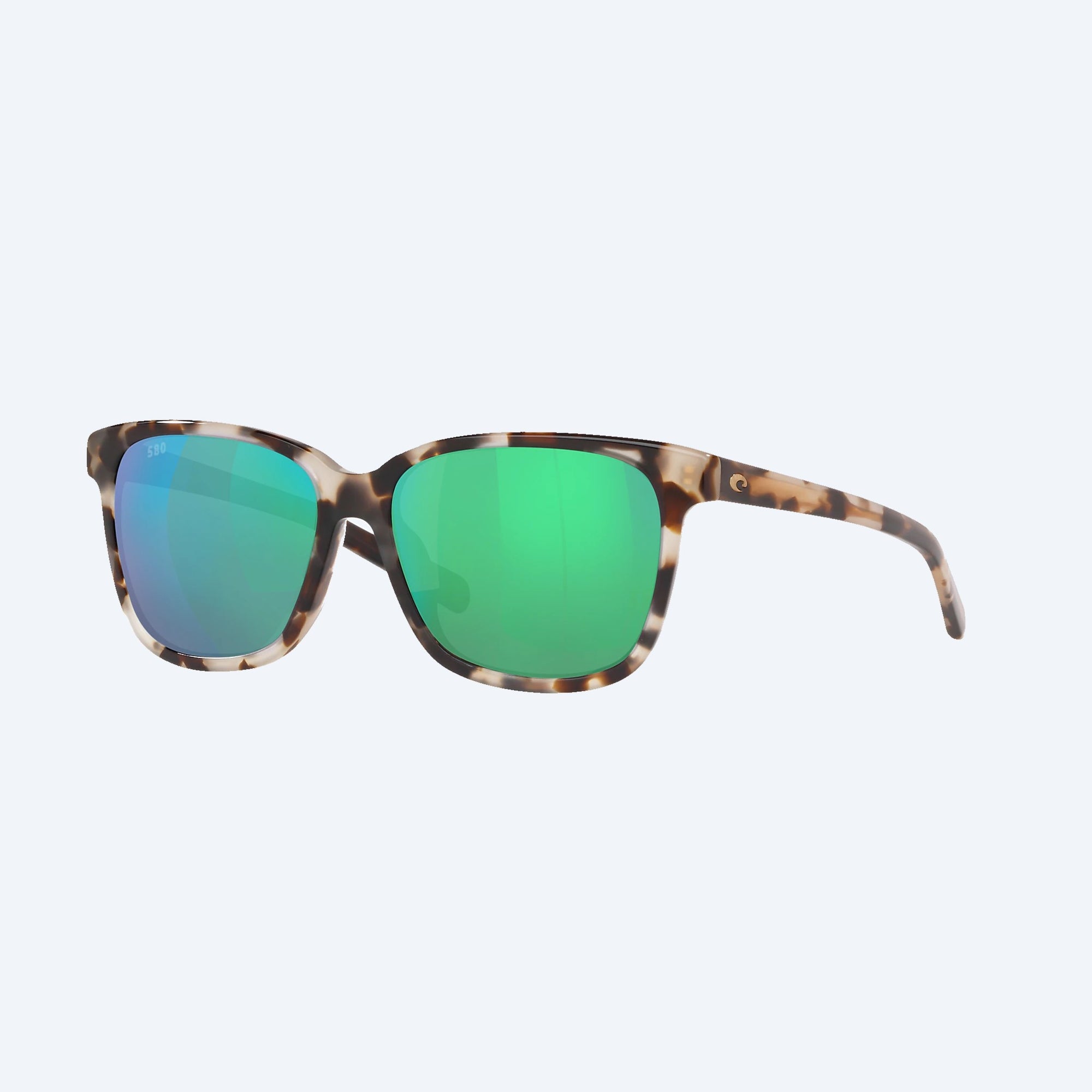 Costa 580G May Shiny Tiger Cowrie Frame Green Mirror Glass Polarised Lens Cover