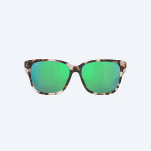 Costa 580G May Shiny Tiger Cowrie Frame Green Mirror Glass Polarised Lens Front
