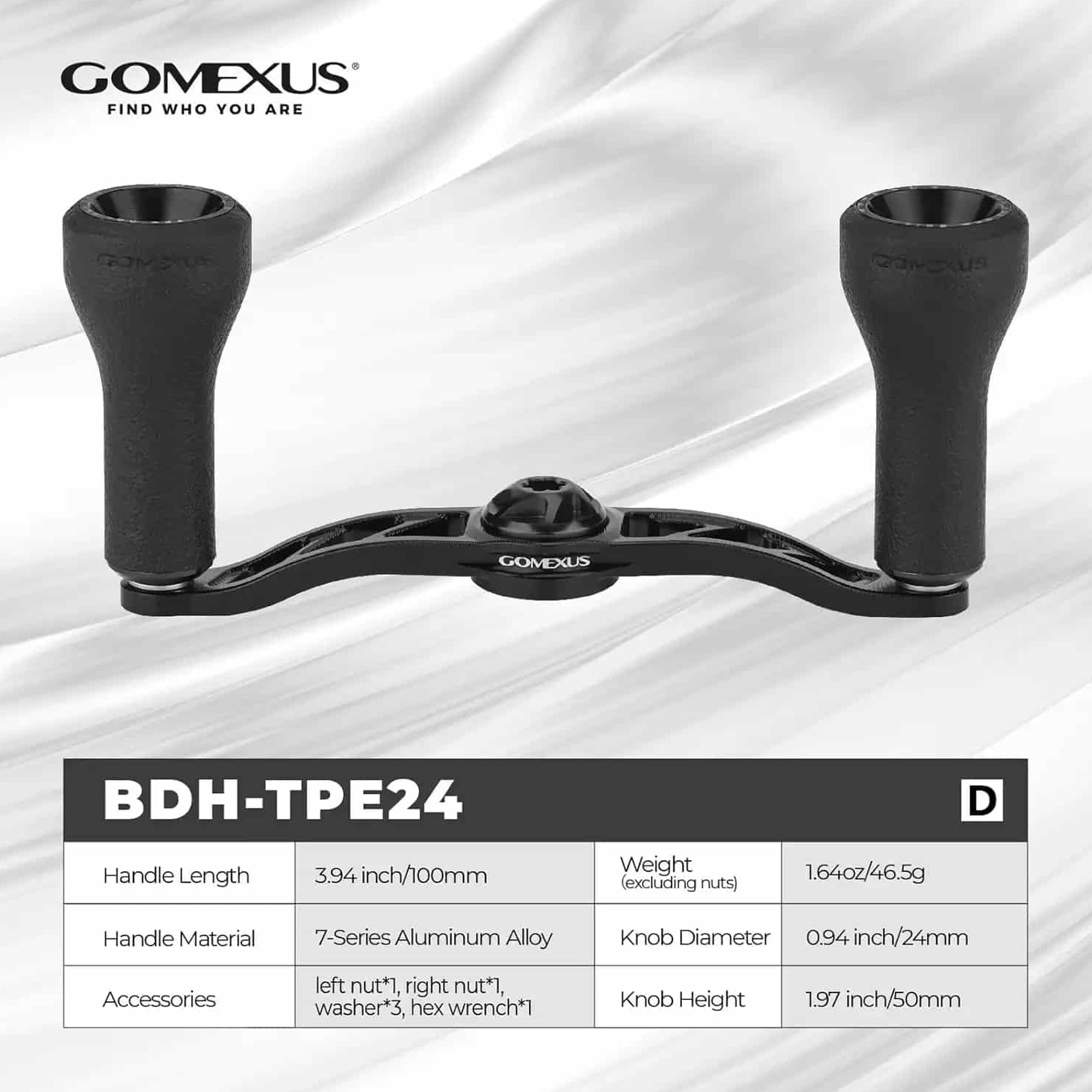 Gomexus BDH-A24P 100mm Aluminium Handle - Baitcaster TPE Knob Size