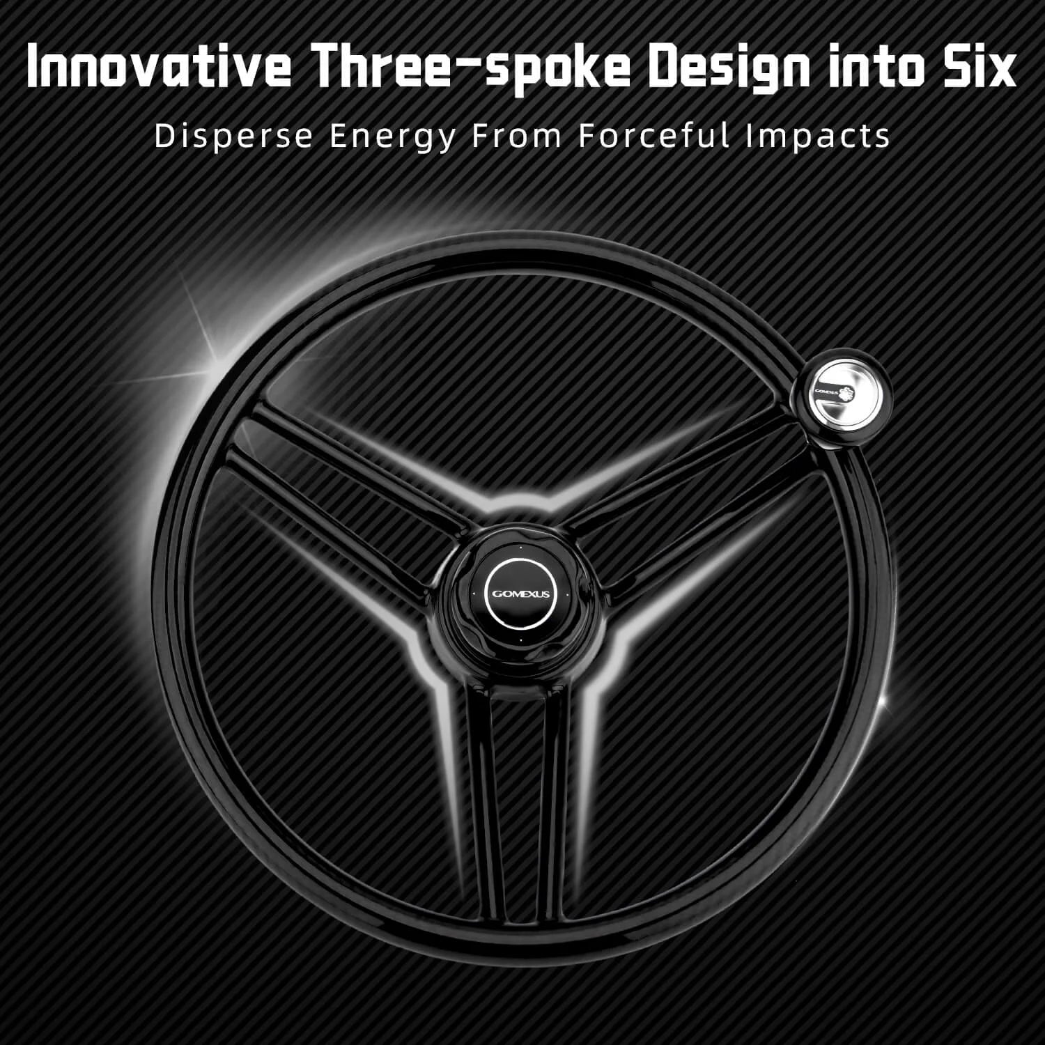 Gomexus Boat Steering Wheel Carbon Fibre 13.5in Three Spoke