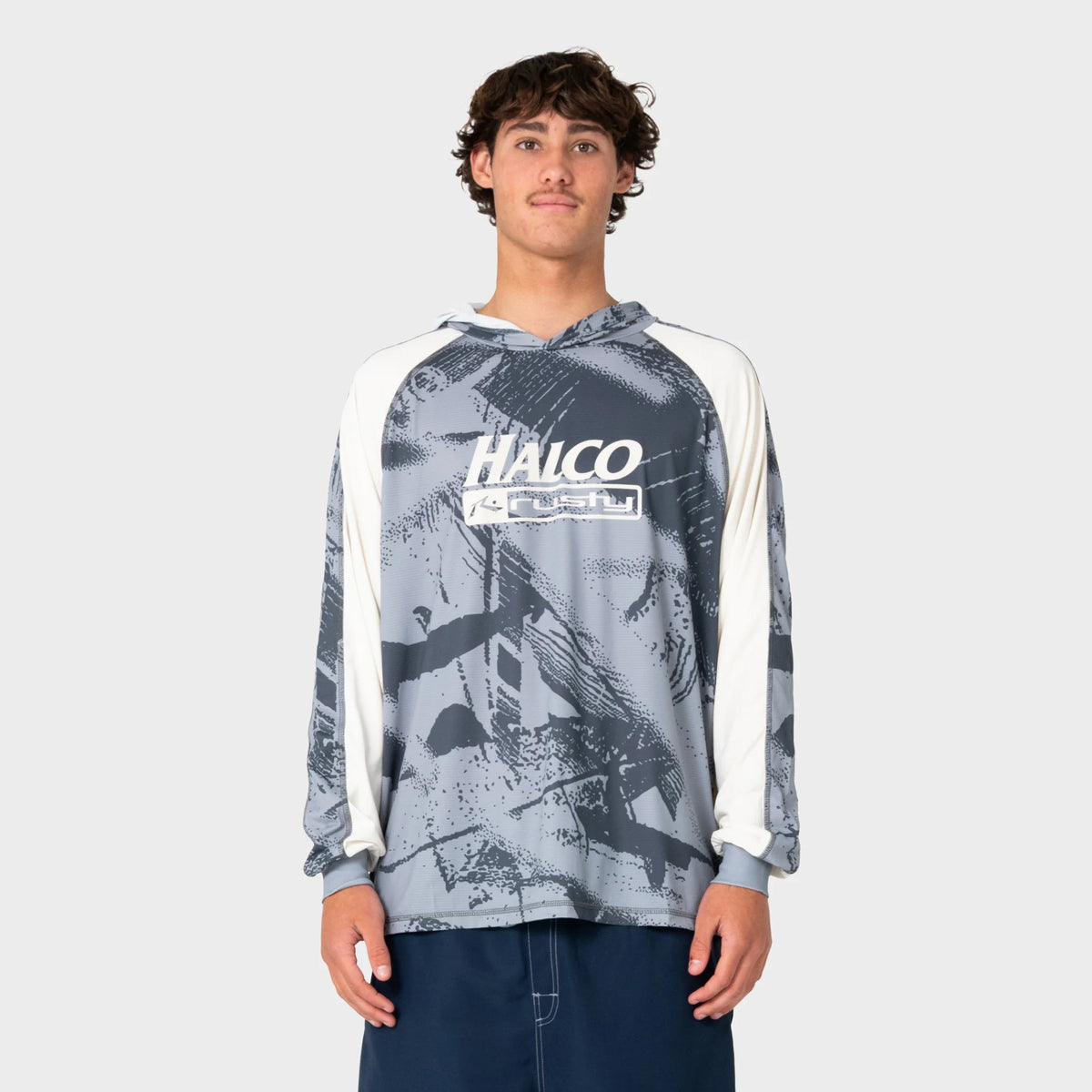 Halco X Rusty Long Sleeve Hood - Stone Grey Front