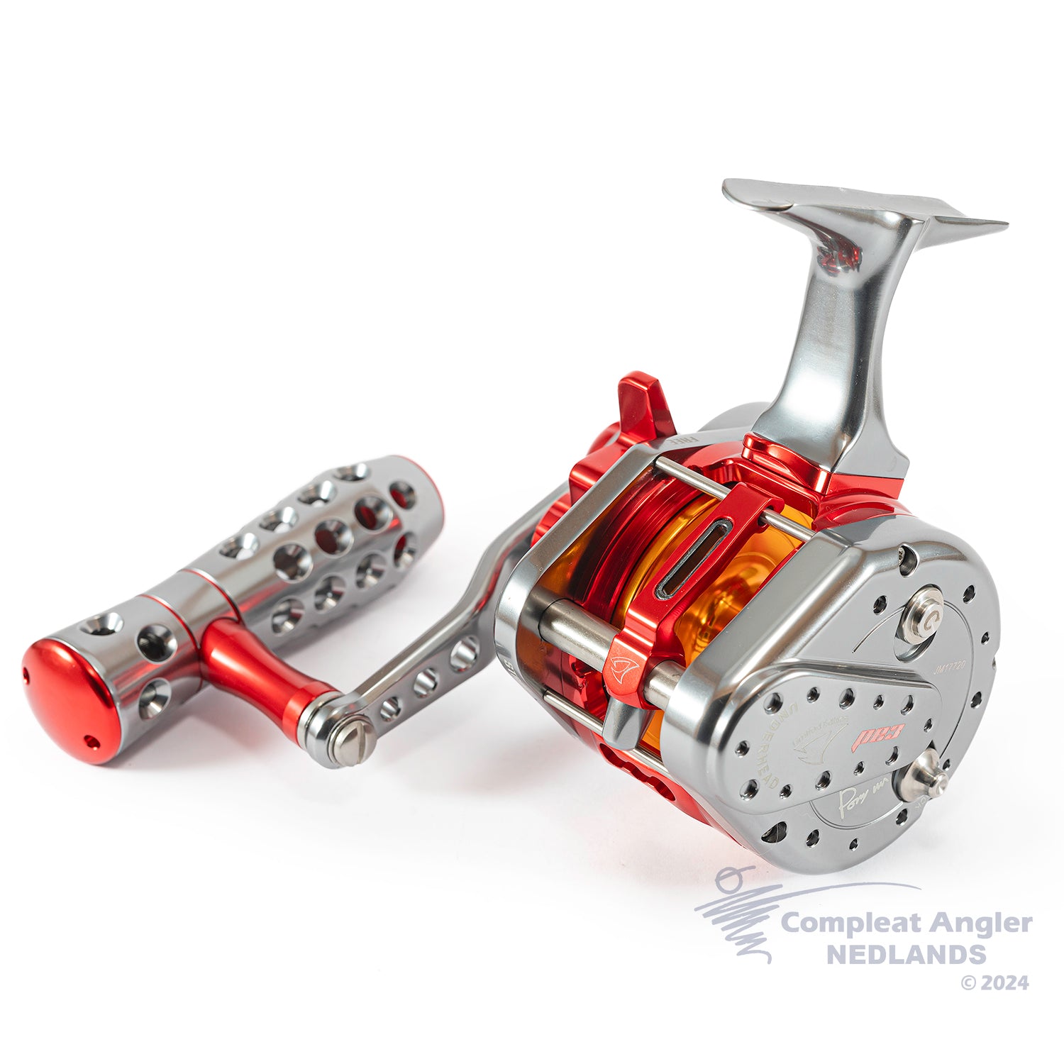 Jigging Master 25 Underhead PE3 R/H LTD TIRDGD - Titanium / Red / Gold