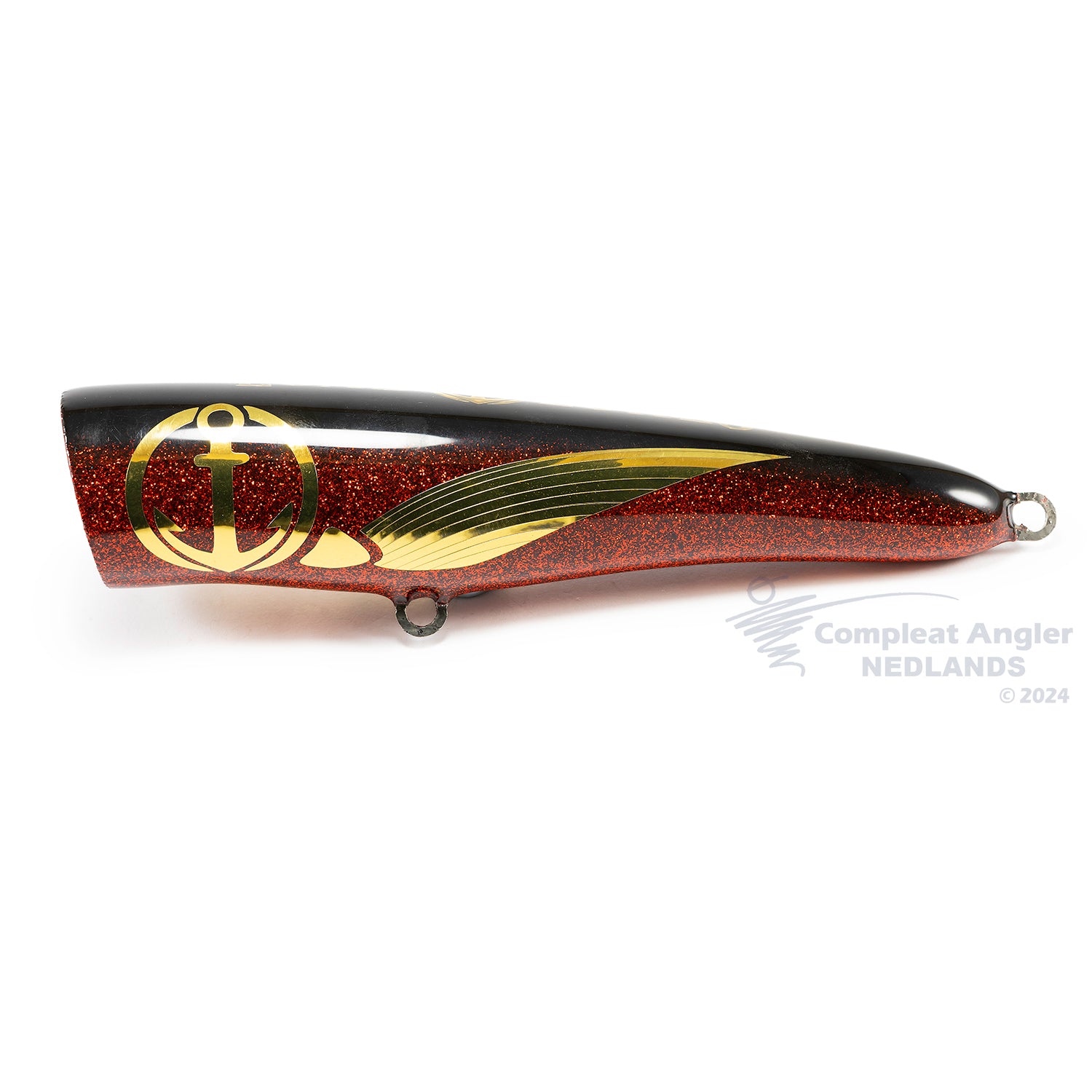 Load Lures Outlaw 180F Popper Red Glitter Gold Foil