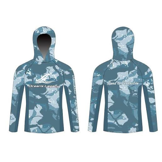 Oceans Legacy Blue Camo Long Sleeve Hooded Sun Shirt UPF50 Colour