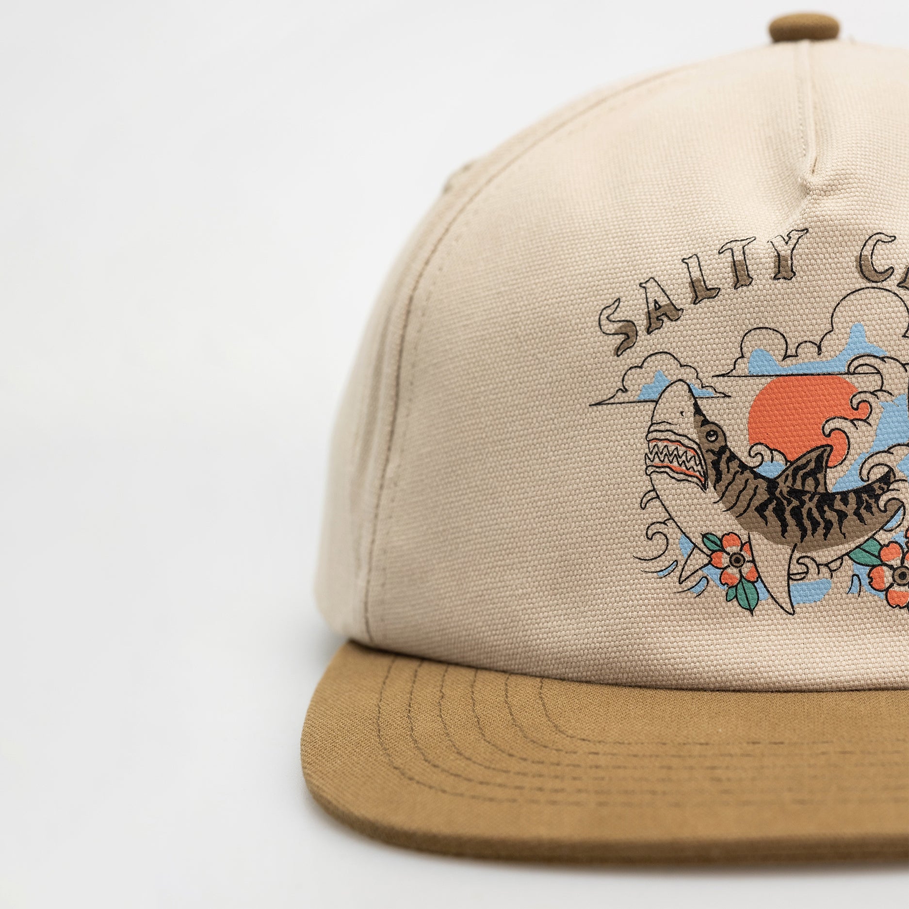 Salty Crew Hopper 5 Panel Cap Oyster Brown Front