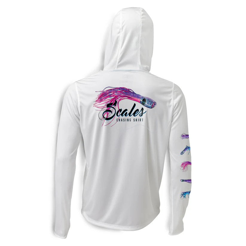 Scales Chasing Skirts Hooded Performance - White Back Hood Up