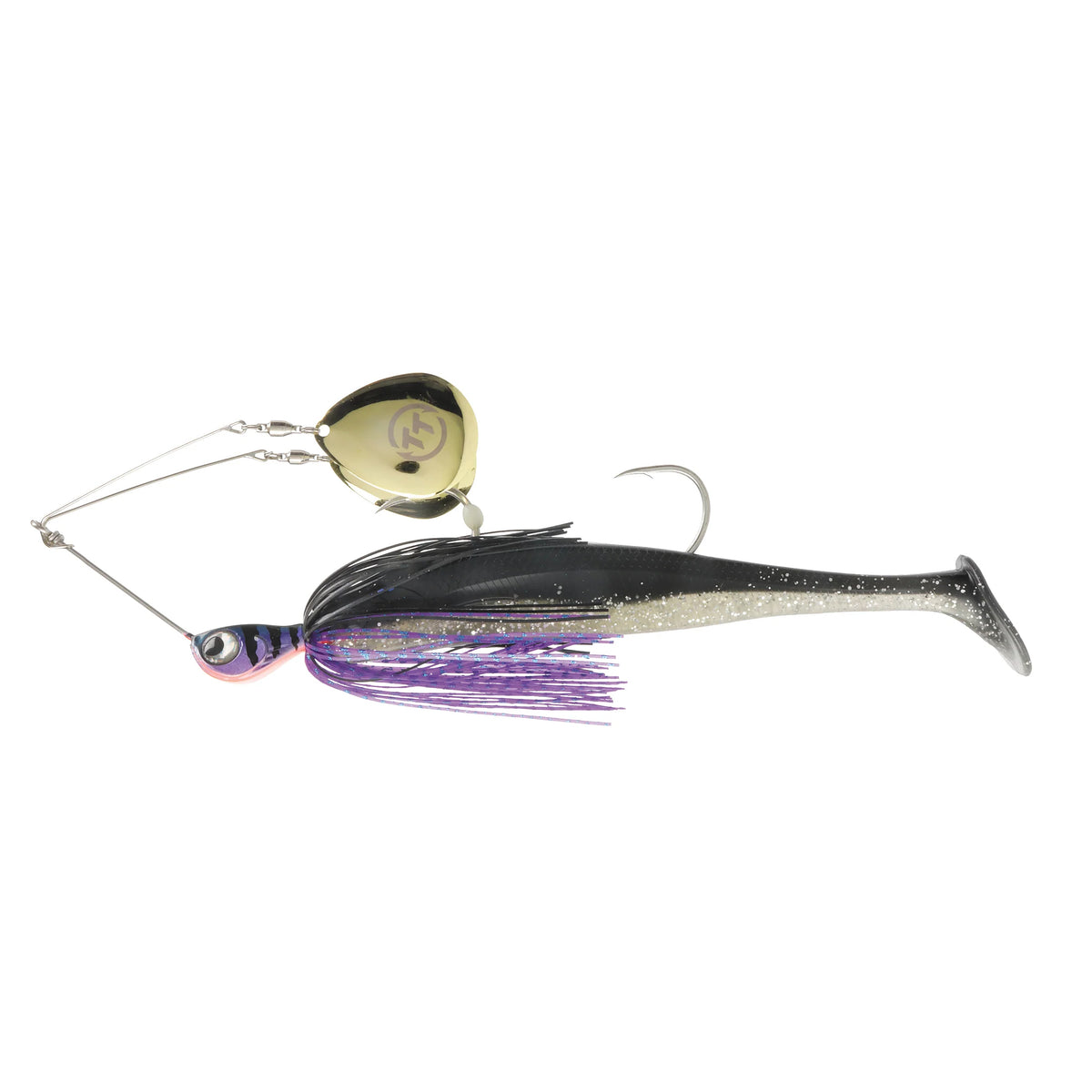 TT Tornado+ Mega Twin Spin Rigged Spinnerbait Purple Black