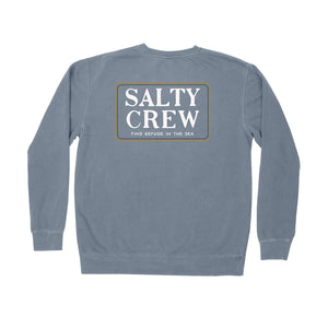 Salty Crew Deckhand Overdyed Crew Fleece Blue Back