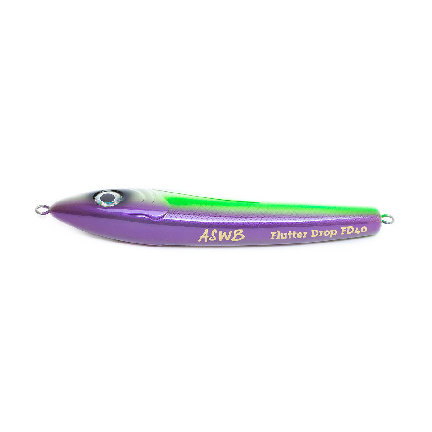 ASWB Flutter Drop 40 Sinking Stickbait Stripe Goblin Glow Back
