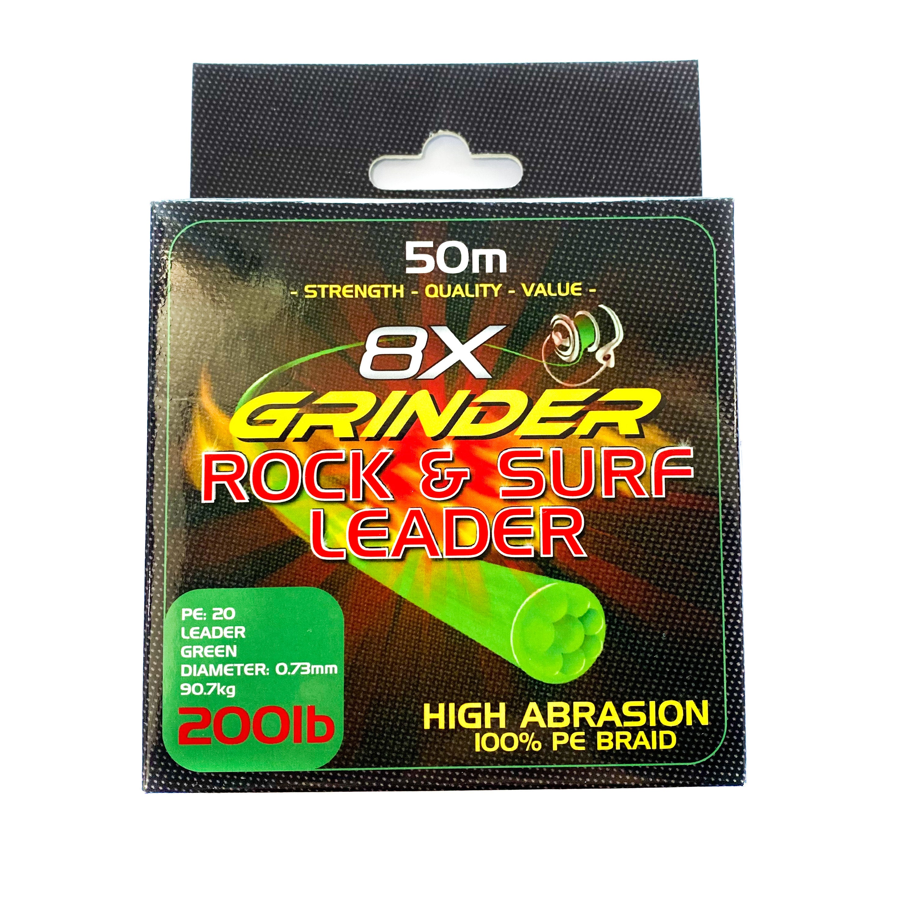 Grinder 8X Rock & Surf Leader 50m 200lb Green