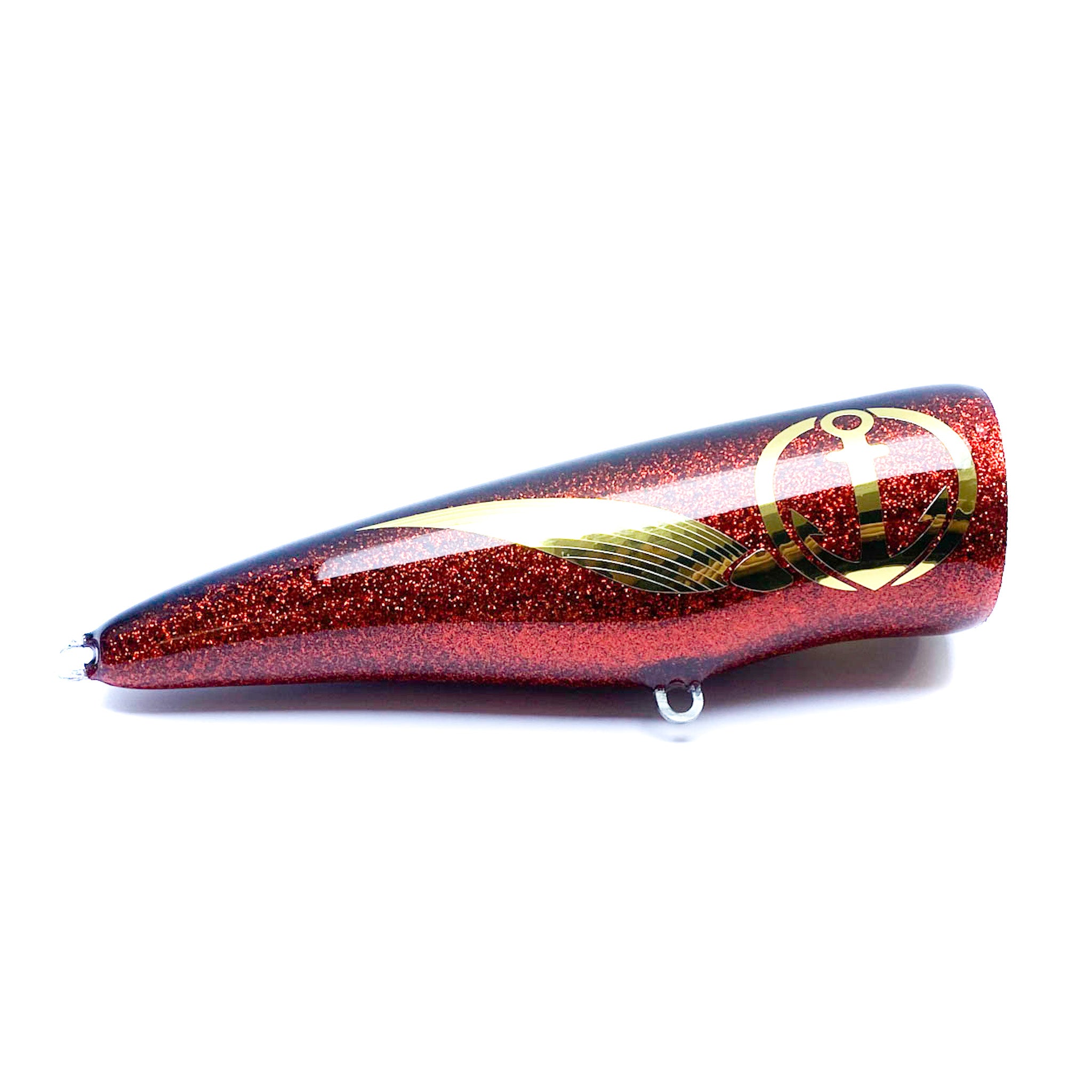 Load Lures Geet Seeker 180F Popper Red Glitter Gold Foil