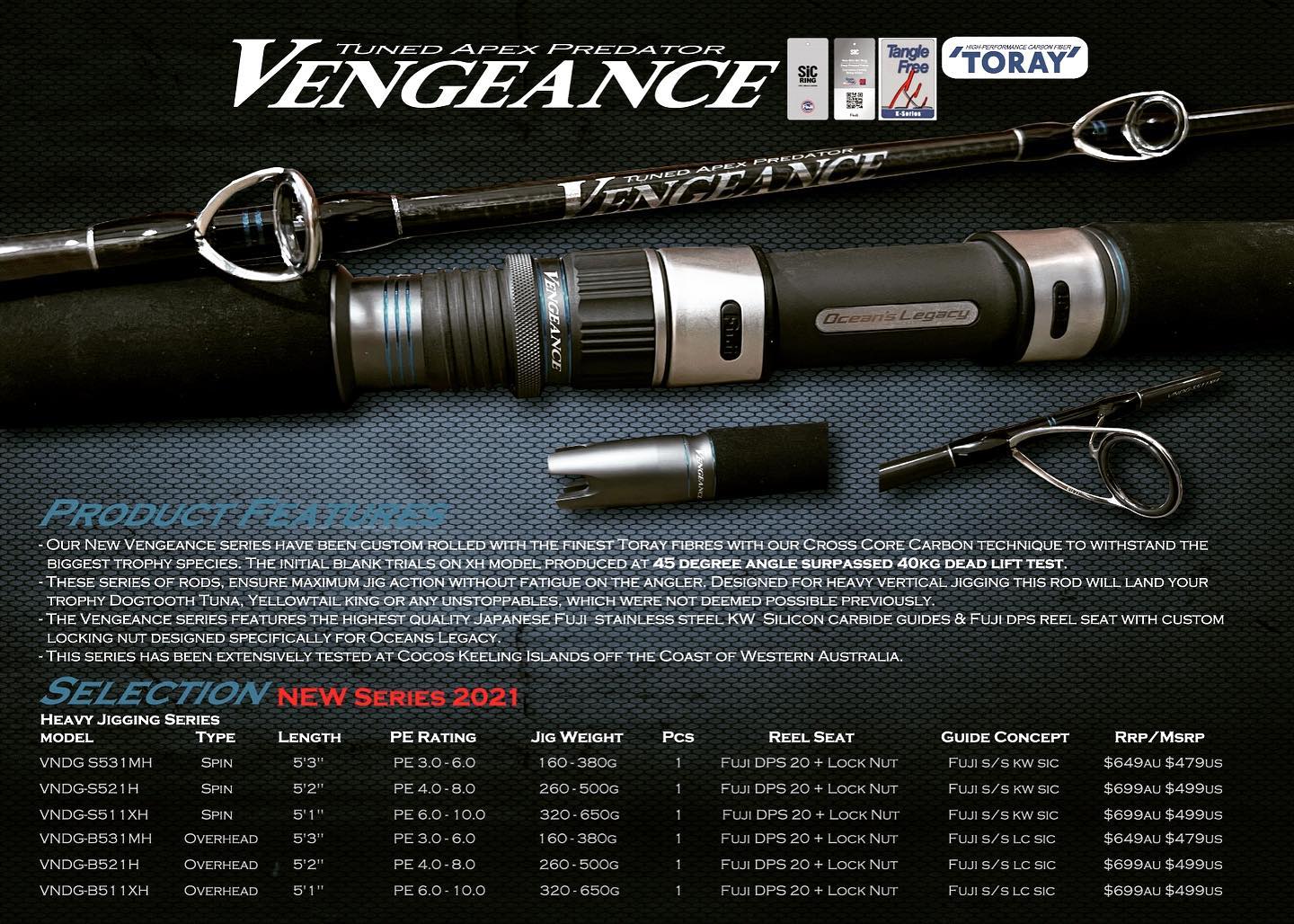 Ocean's Legacy Vengeance Apex Predator Overhead Fishing Rod