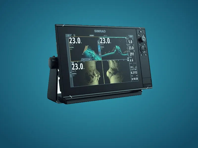 Simrad fish finder and chartplotter display