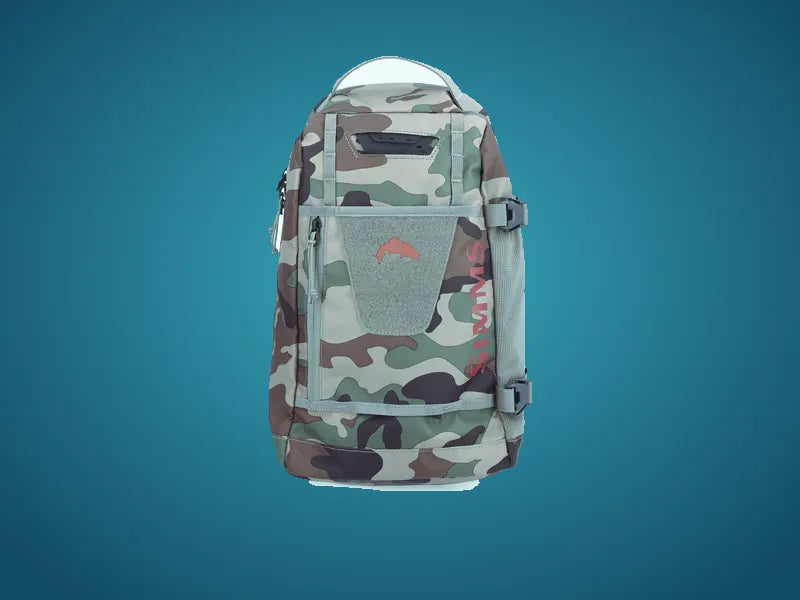 Simms camo fishing sling backpack