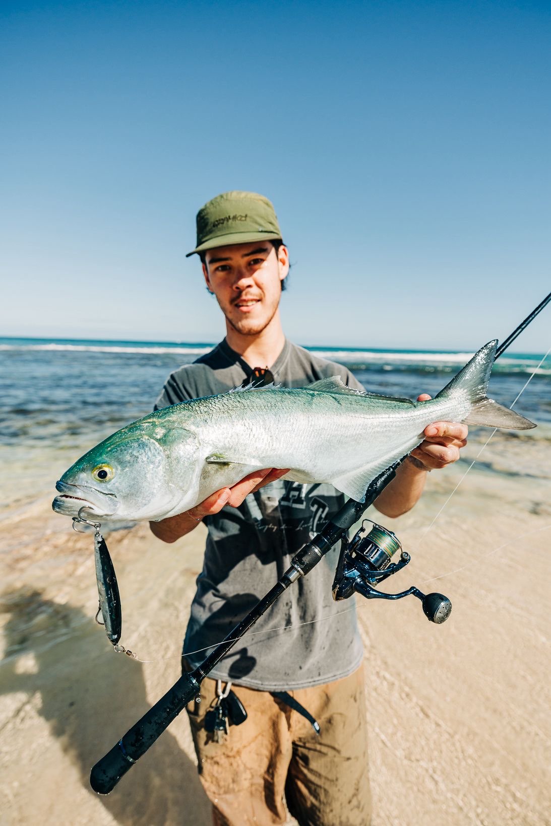 Quality tailor caught on a stickbait from the beach — Winter Fishing in Perth Guide