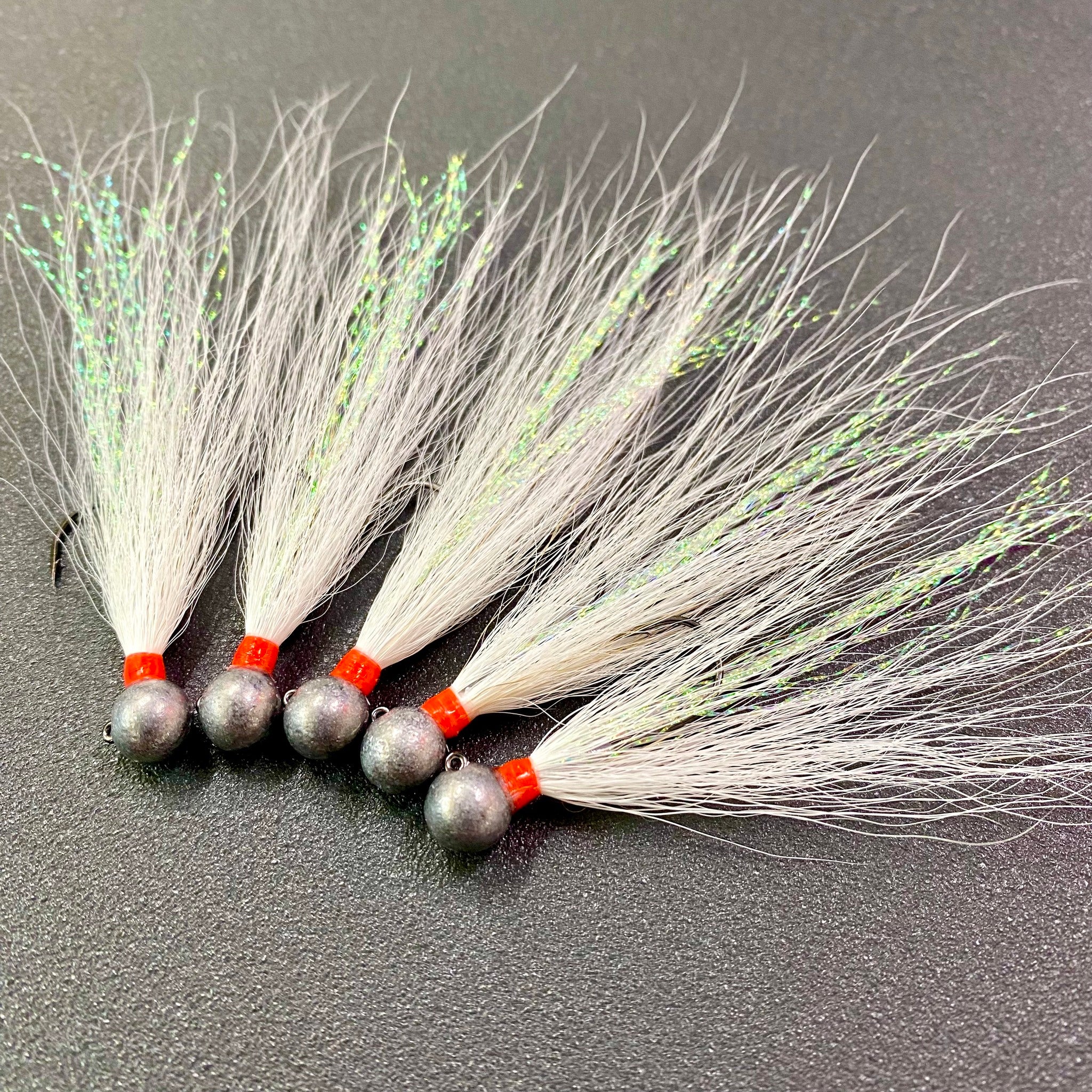 Custom Tied Bucktail Jig tied on Gamakatsu Round 25R 3.5g #1/0