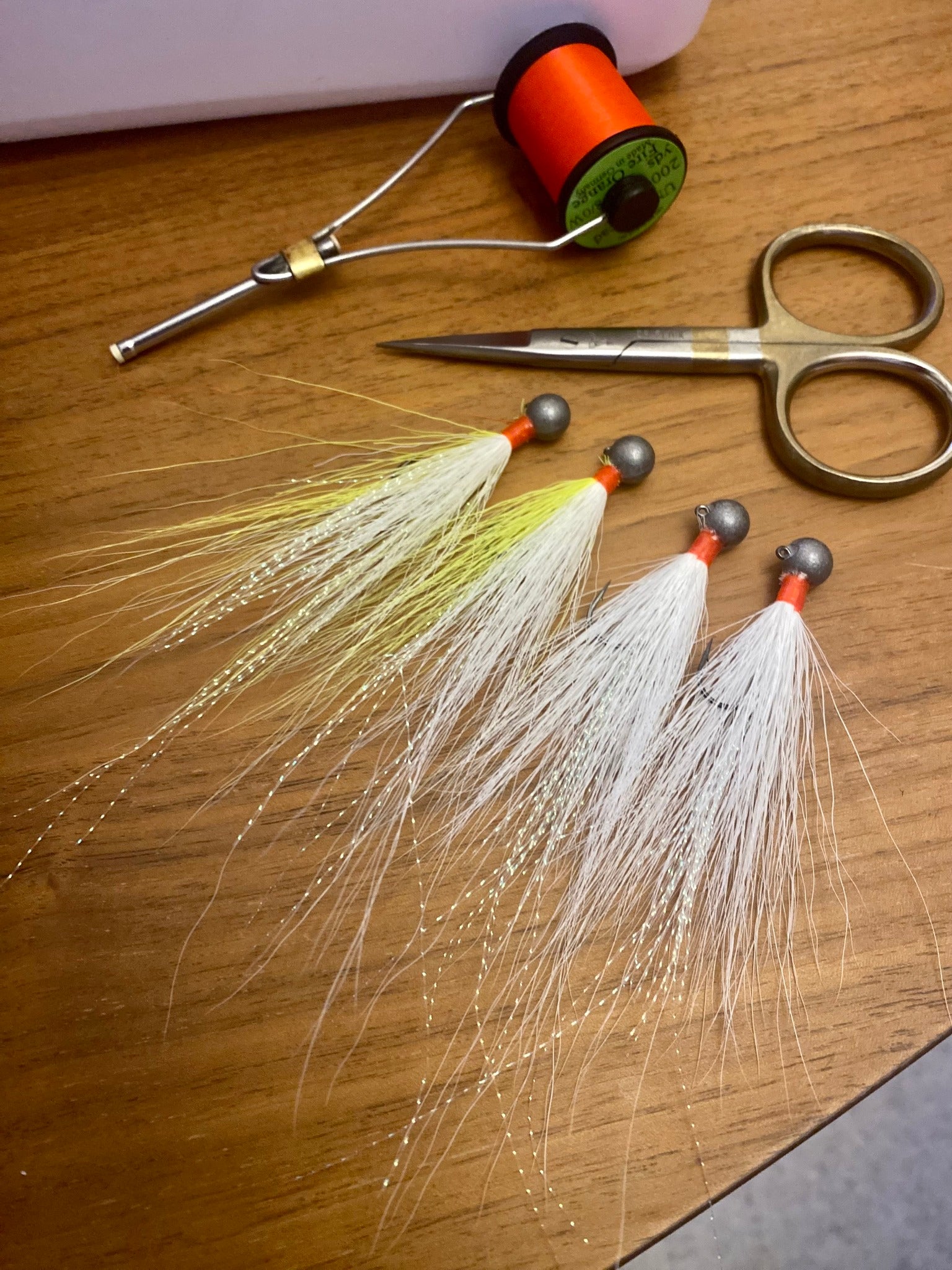 Custom Tied Bucktail Jig tied on Gamakatsu Round 25R 3.5g #1/0