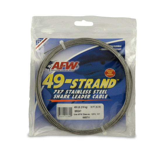 AFW 49 Strand 7x7 Stainless Steel Shark Leader Cable 30ft 480lb