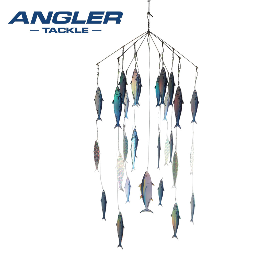 Angler Tackle Dredge Teaser Single Tier 6 Arm - Blue Mackerel Cover