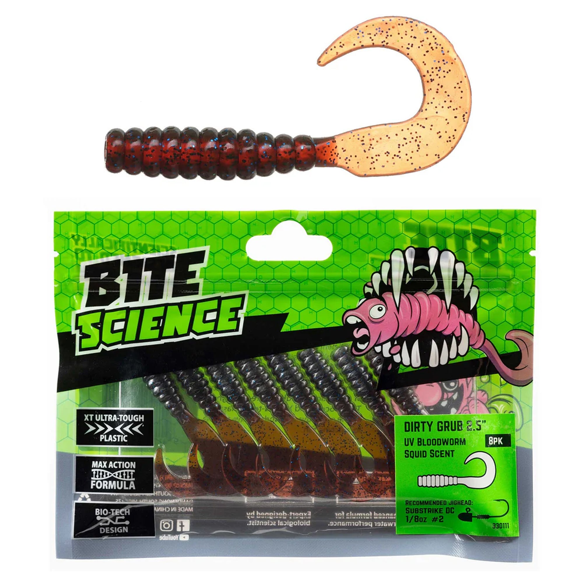 Bite Science Dirty Grub 2.5in UV Bloodworm