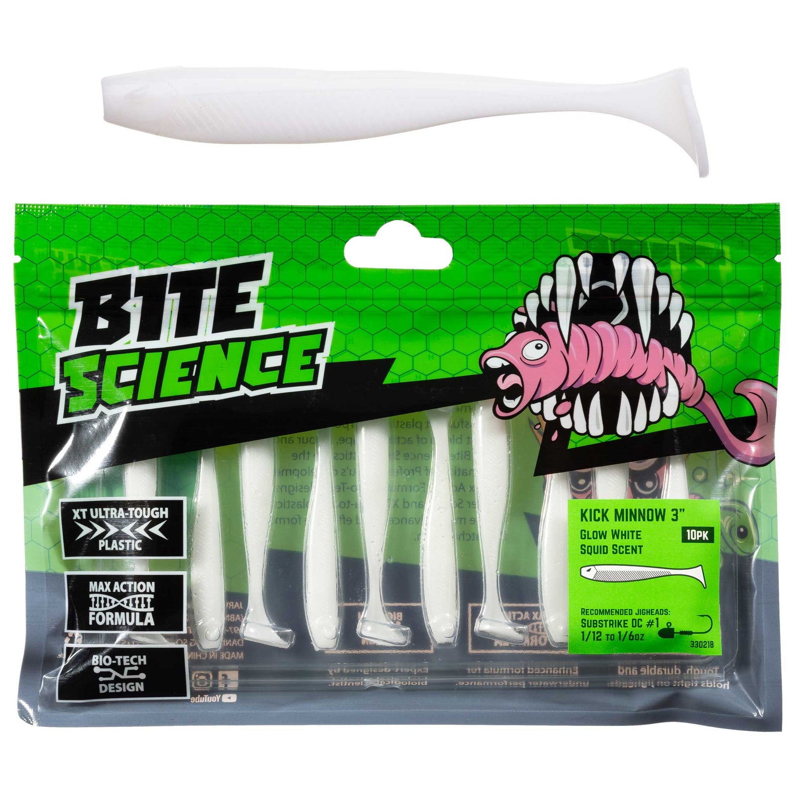 Bite Science Kick Minnow 3in Glow White