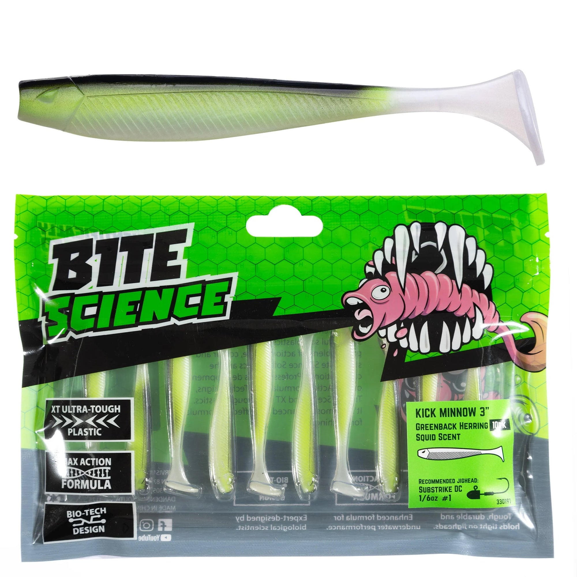 Bite Science Kick Minnow 3in Greenback Herring