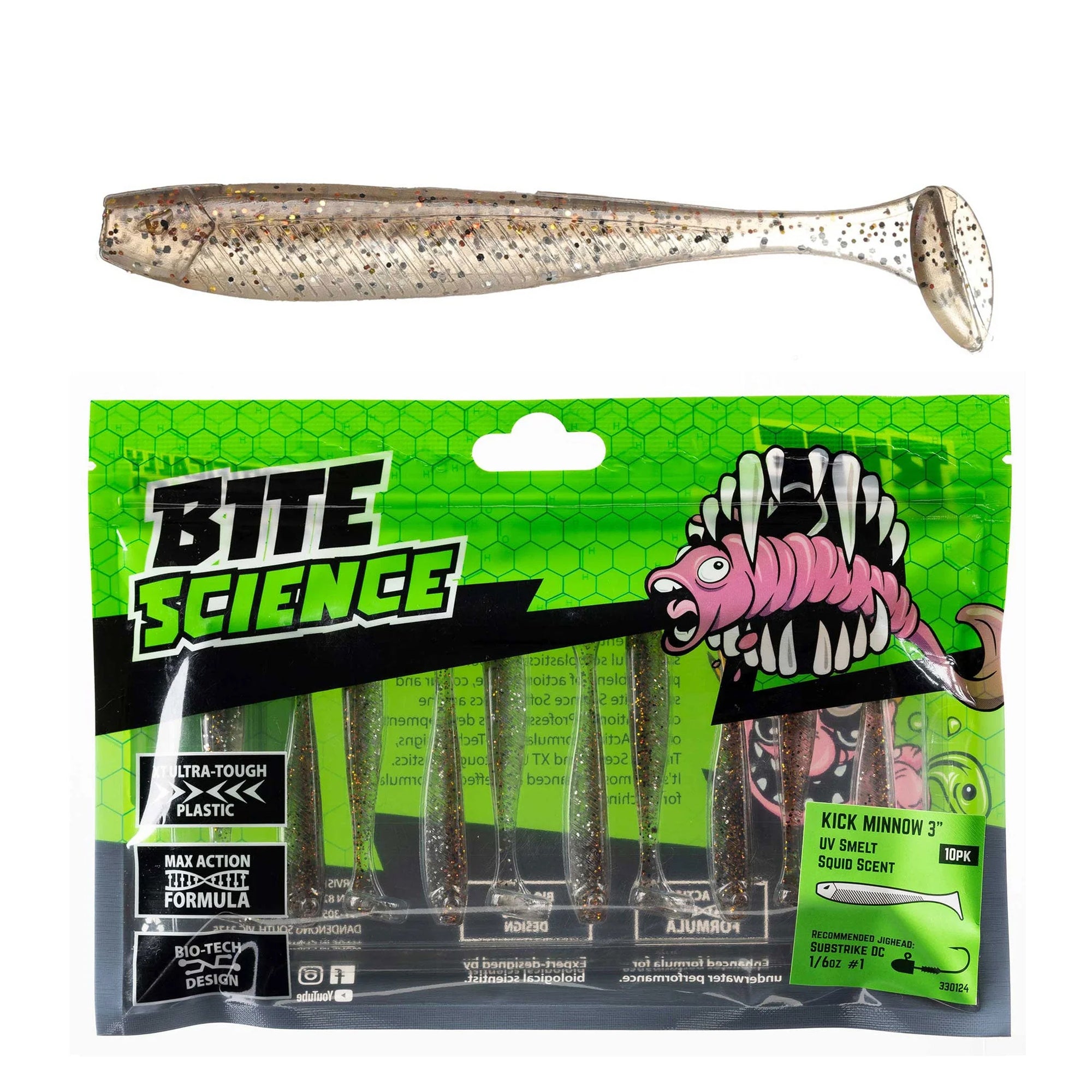 Bite Science Kick Minnow 3in UV Smelt