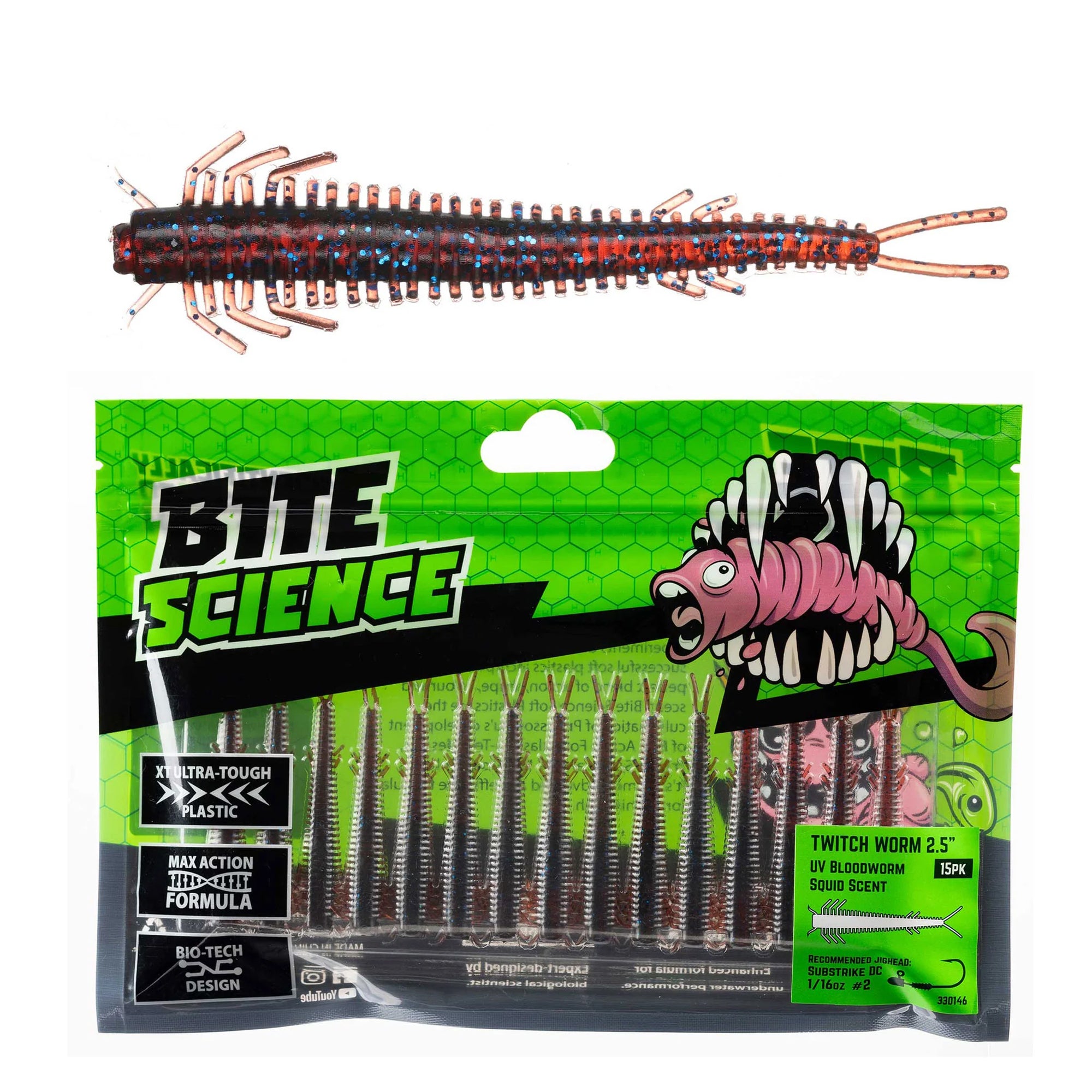 Bite Science Twitch Worm 2.5in UV Bloodworm