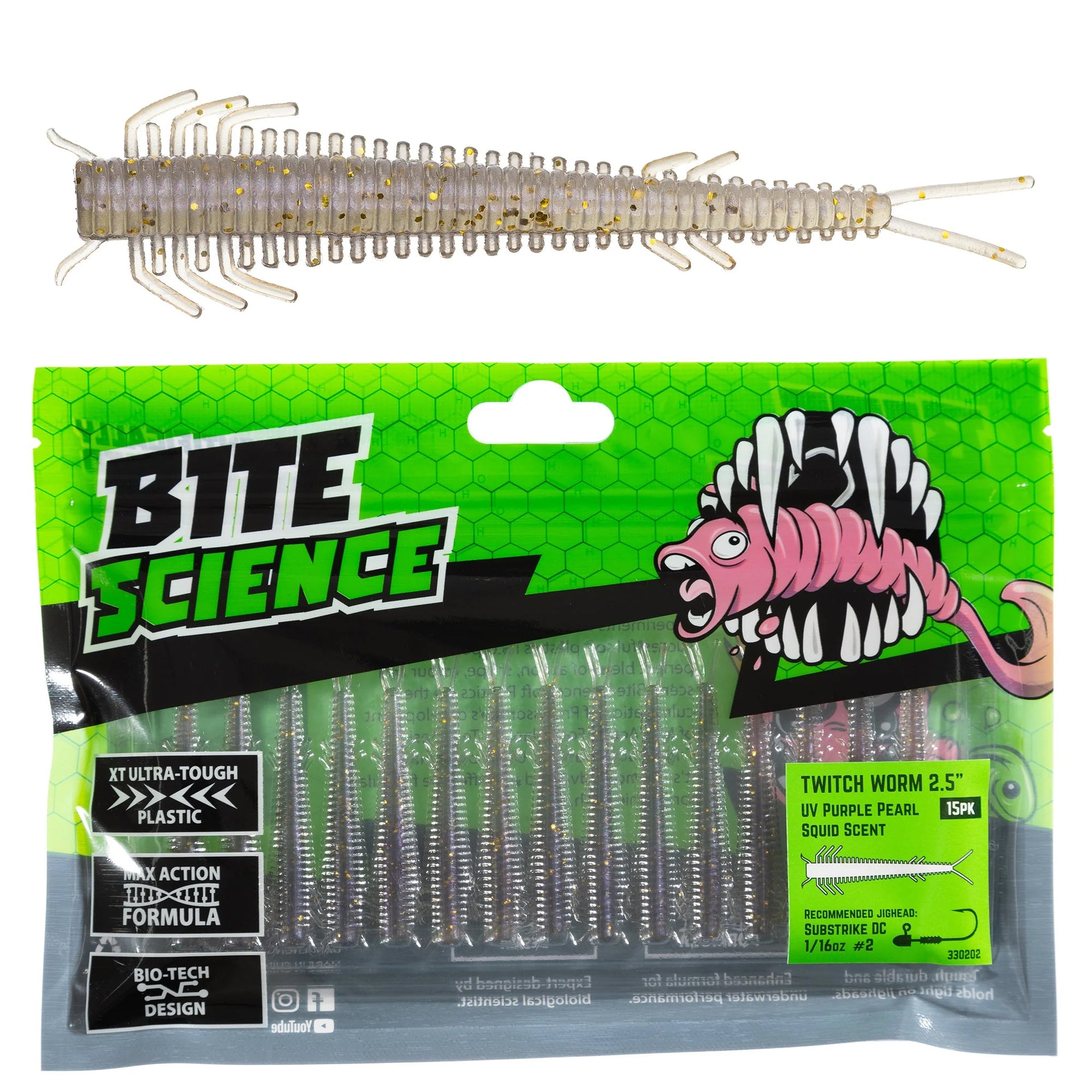 Bite Science Twitch Worm 2.5in UV Purple Pearl