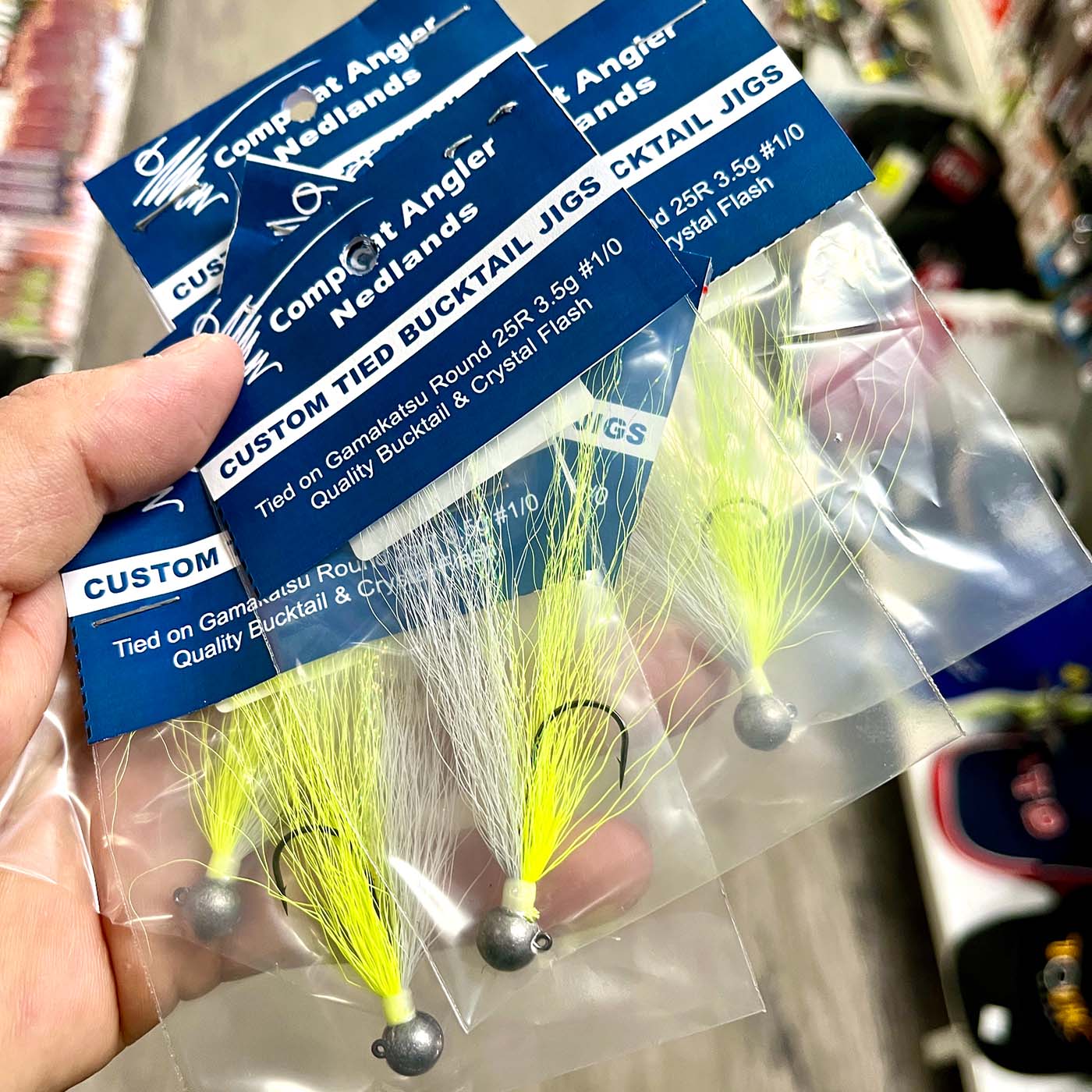 Custom Tied Bucktail Jig tied on Gamakatsu Round 25R 3.5g #1/0