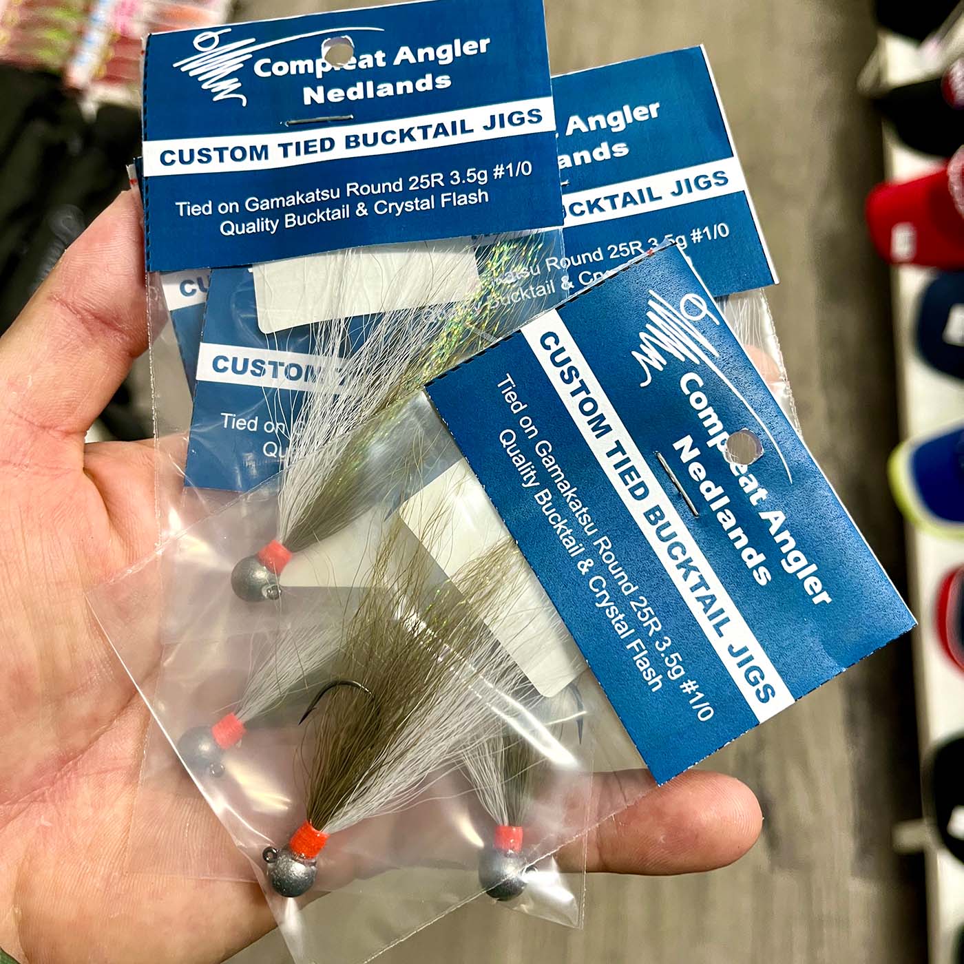 Custom Tied Bucktail Jig tied on Gamakatsu Round 25R 3.5g #1/0