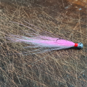 Custom Tied Bucktail Jig tied on Gamakatsu Round 25R 3.5g #1/0 Pink White