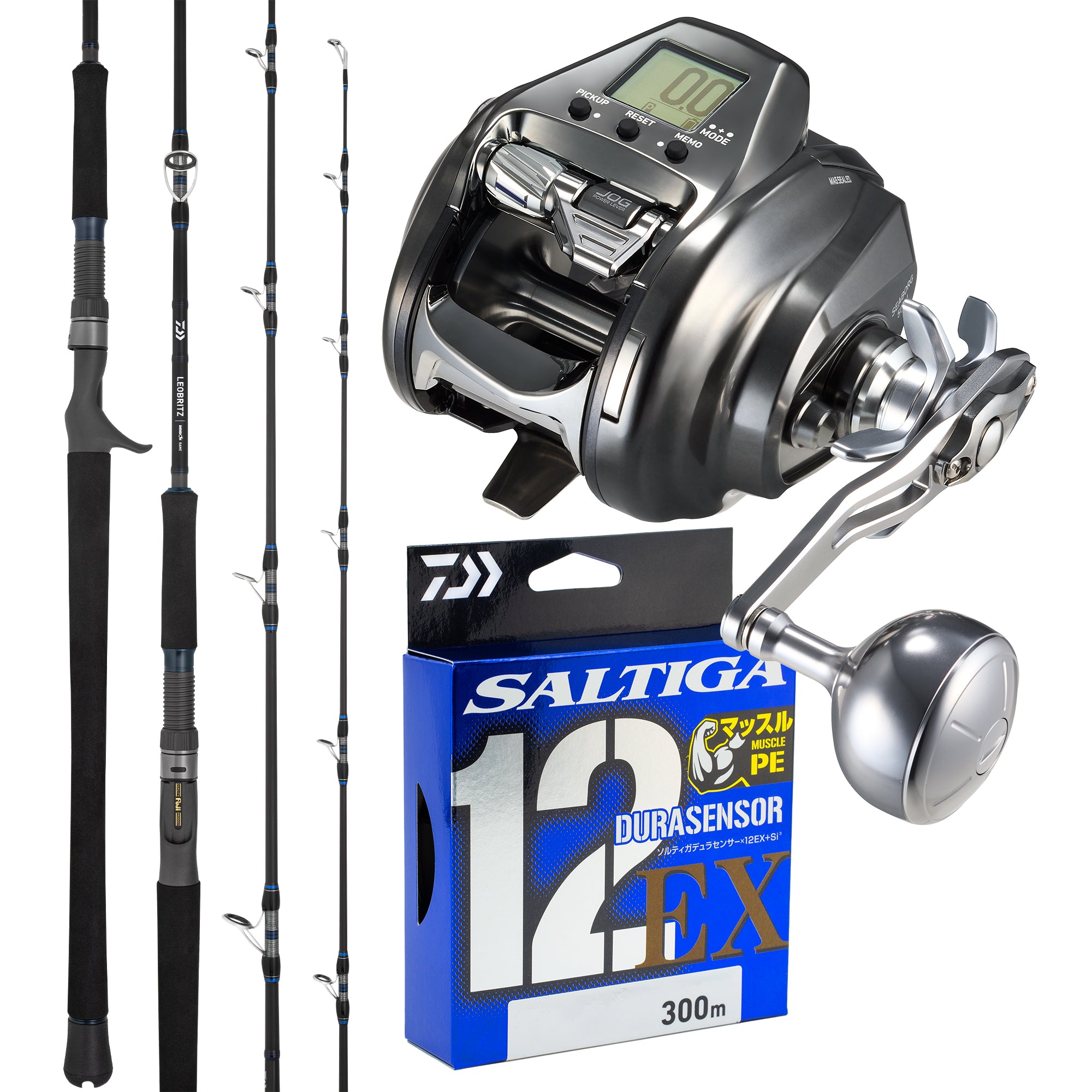 Daiwa Electric Combo - 26 Seaborg 500J / Leobritz DG B63-4/5 / Saltiga 12 EX Si3+ 400m PE5 Cover