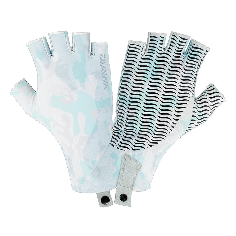 Daiwa UPF Sun Glove - Aqua Hex Camo Cover