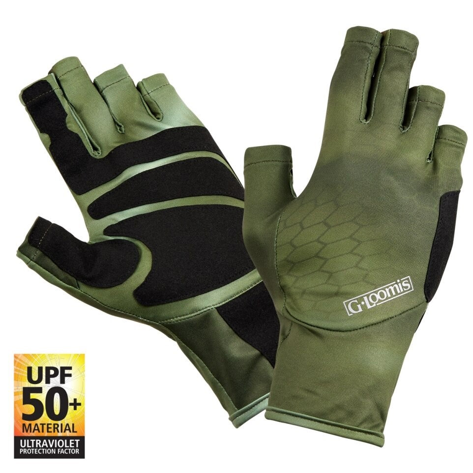 G Loomis Sun Protective Fingerless Glove - Moss Camo