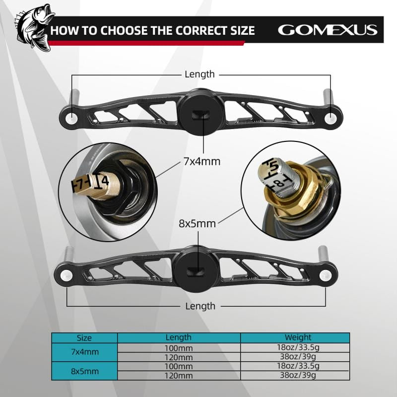 Gomexus Aluminium Handle for Baitcasting Reel with Cork Knob 100mm 8x5mm Dimensions