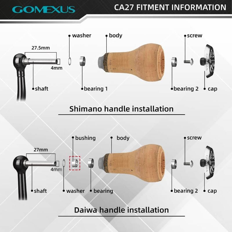 Gomexus CA27 Cork Reel Power Knob 27mm Fitment
