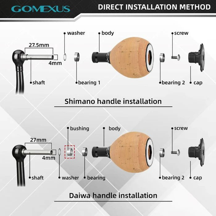 Gomexus CA38 Super Light Round Cork Knob 38mm Fitting