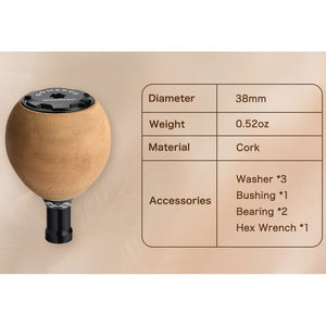 Gomexus CA38 Super Light Round Cork Knob 38mm Specs
