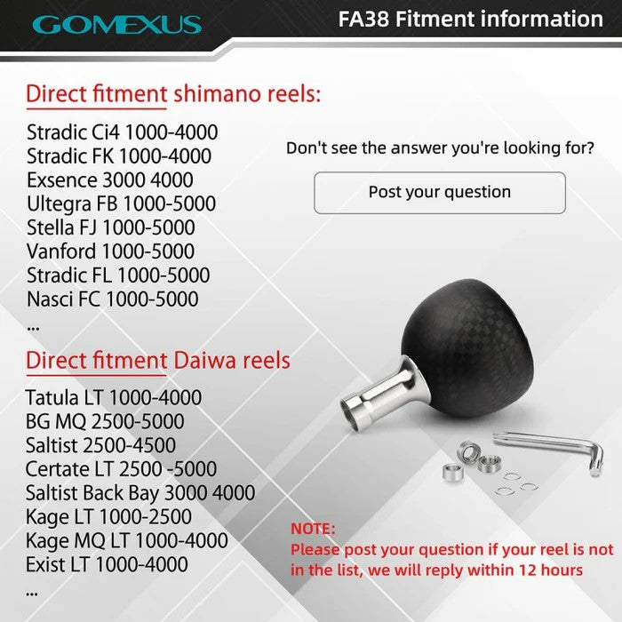 Gomexus FA38 38mm Carbon Power Knob Info