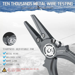 Gomexus Heavy Duty Titanium Fishing Pliers 7.5in With Dual Cutters Jaws