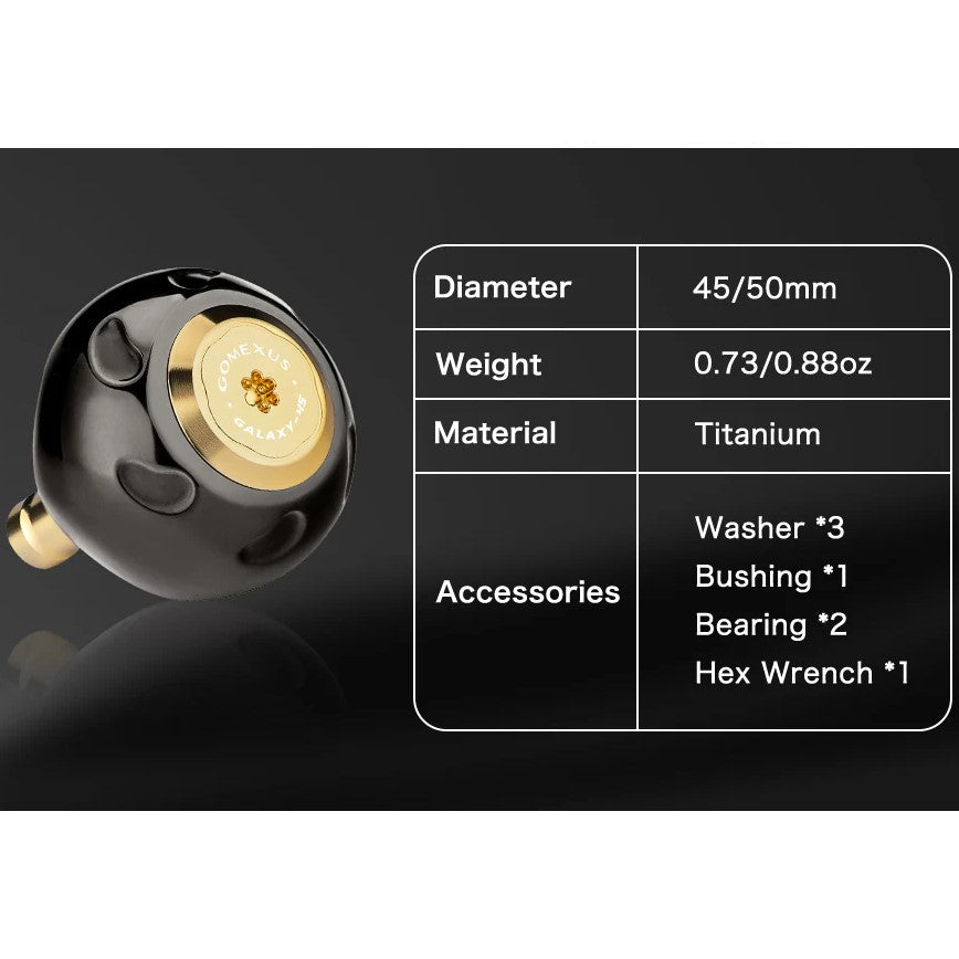 Gomexus TB50 50mm Titanium Power Knob Specs