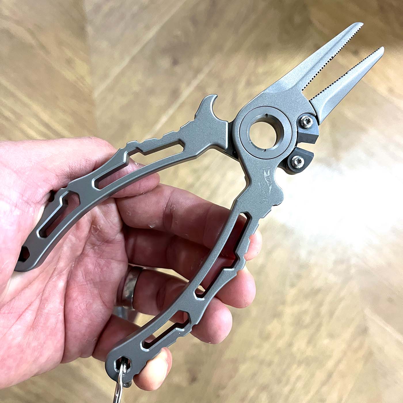 HPA HPA Grand Air Titanium Pliers 6.5 - with Spare Cutters Sheath and Zip 68 Bag - close up