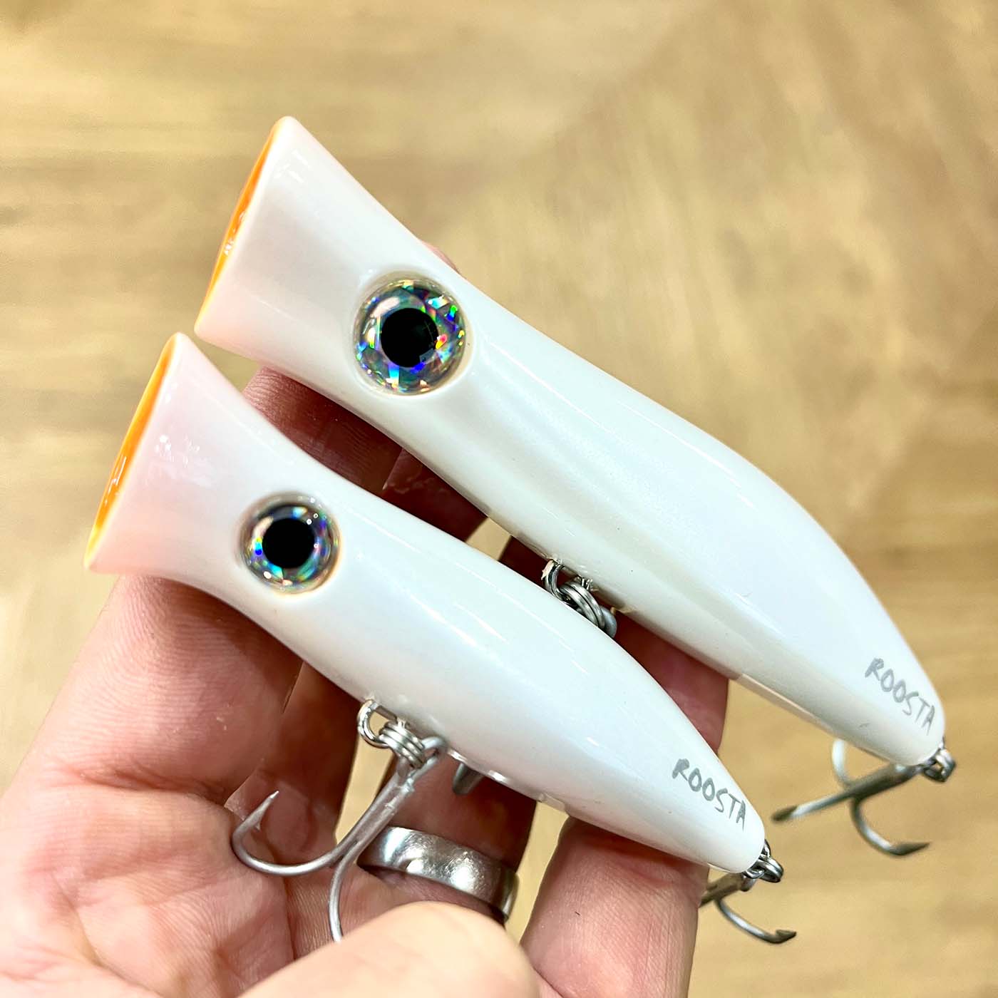EXCLUSIVE Halco Roosta Popper Custom Colour - Pearl White Glow - Compleat  Angler Nedlands Pro Tackle