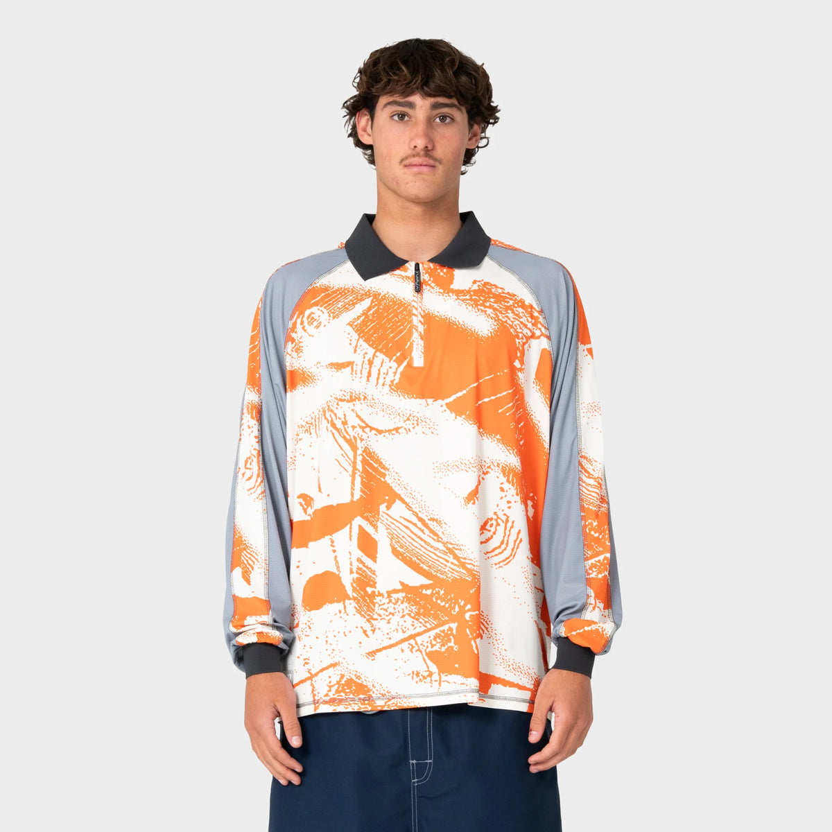 Halco X Rusty Long Sleeve Fishing Polo - Orange Front